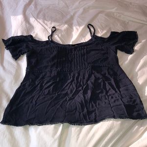 Aqua Bloomingdales navy cold shoulder top.  Size L
